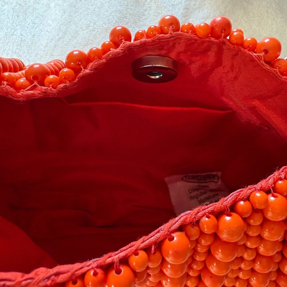 Orange Beaded Shoulder Top Handle Bag Purse Viral Tik Tok Made in India NWT - Picture 5 of 6
